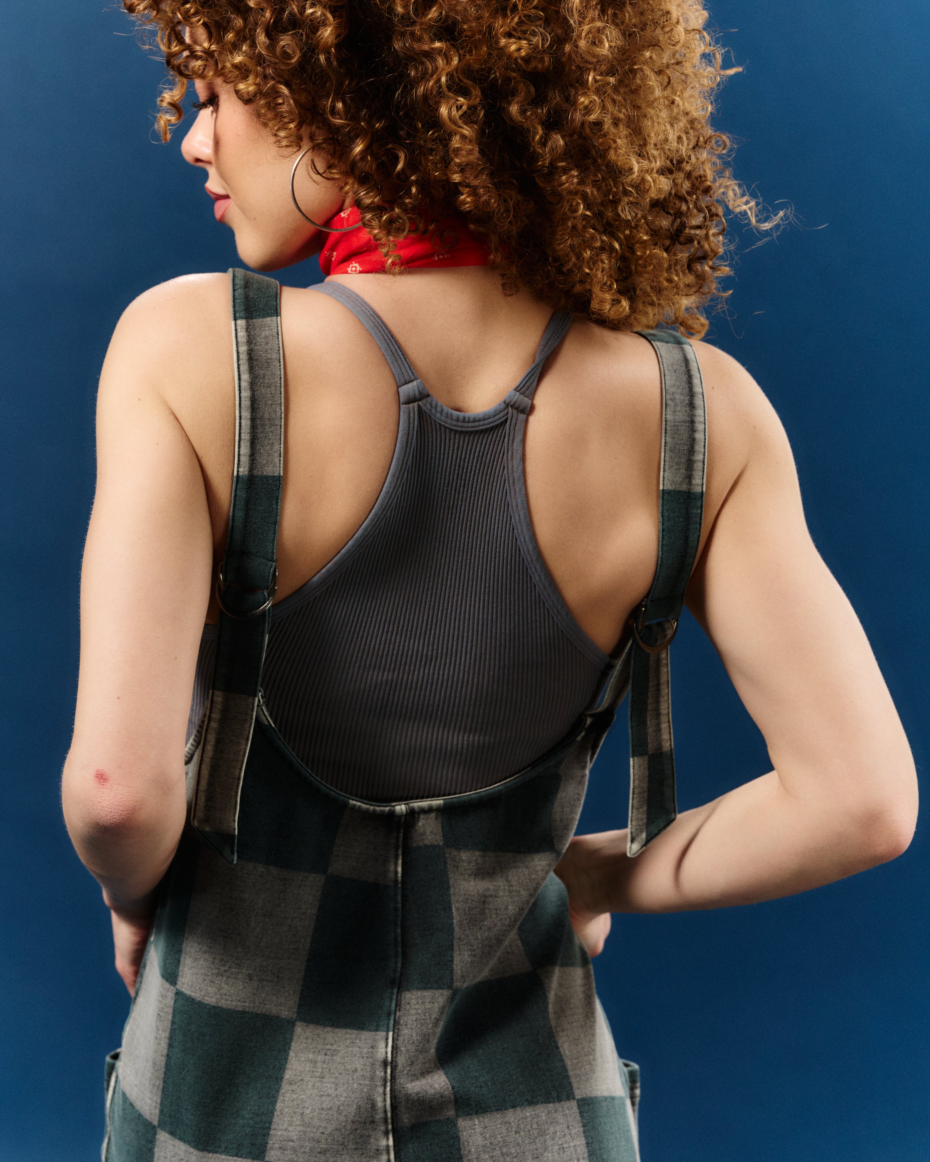 Adult Overall Shortie - Black Denim Check - Image 8