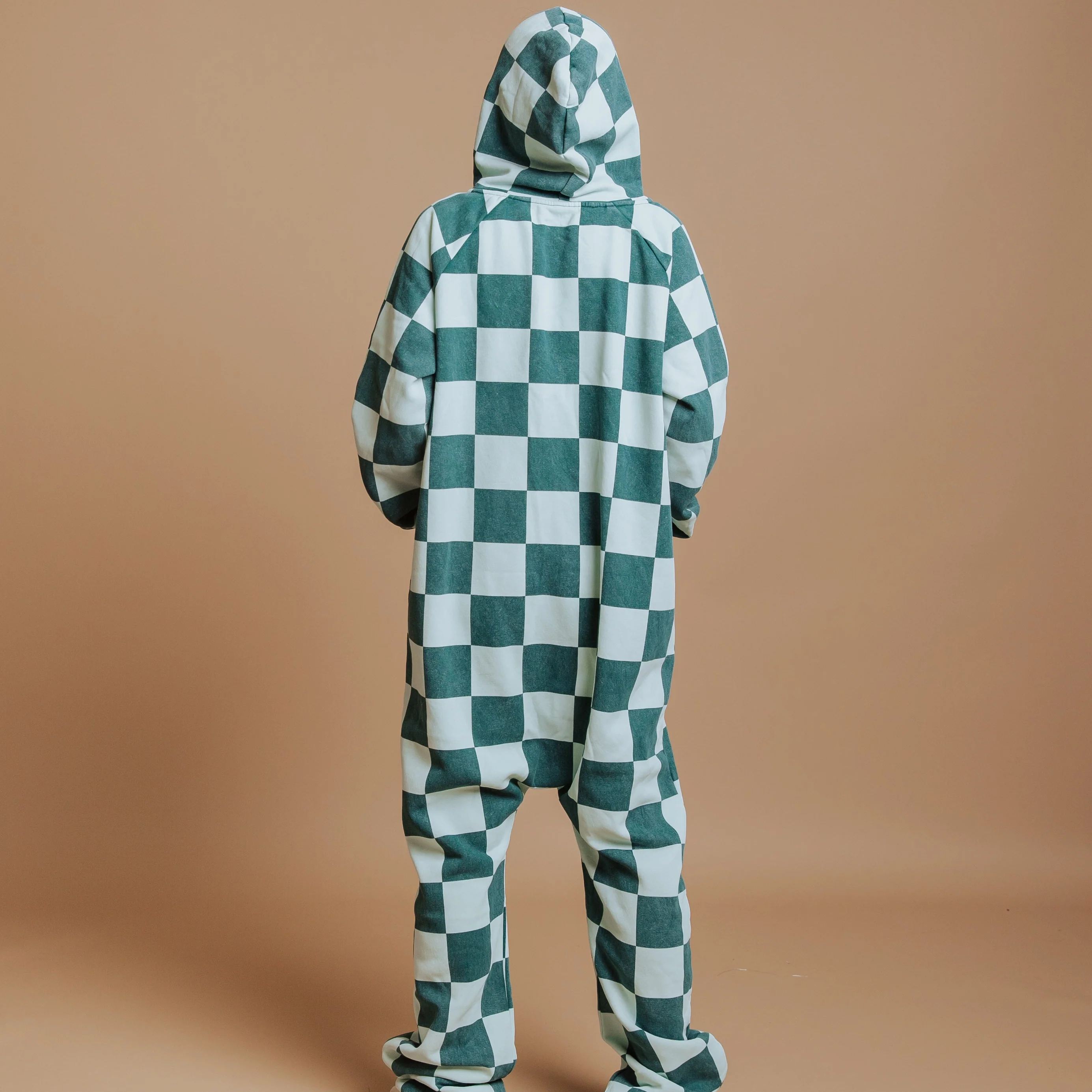Adult Zip-Up Jumpsuit - Green Check - Image 5