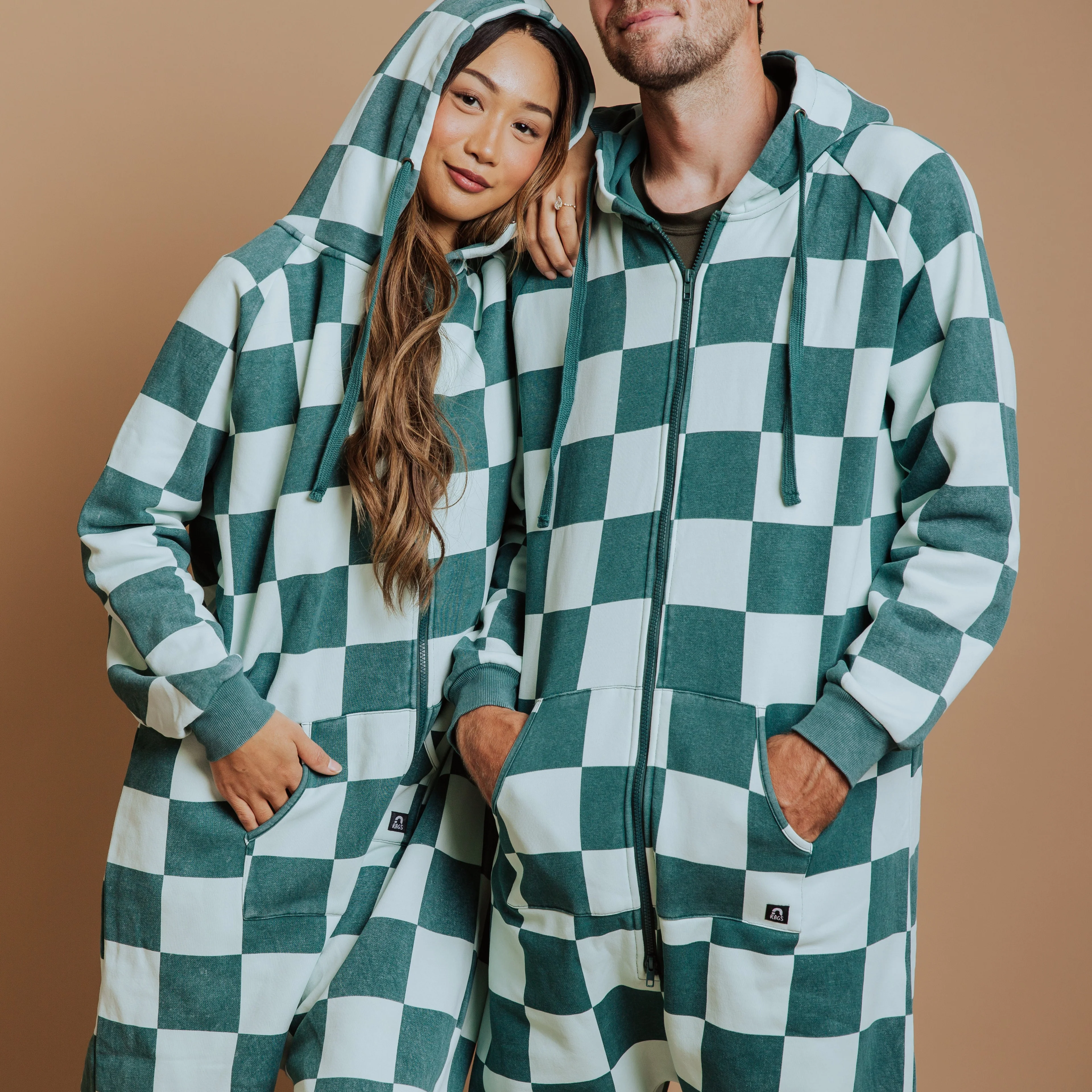 Adult Zip-Up Jumpsuit - Green Check - Image 7