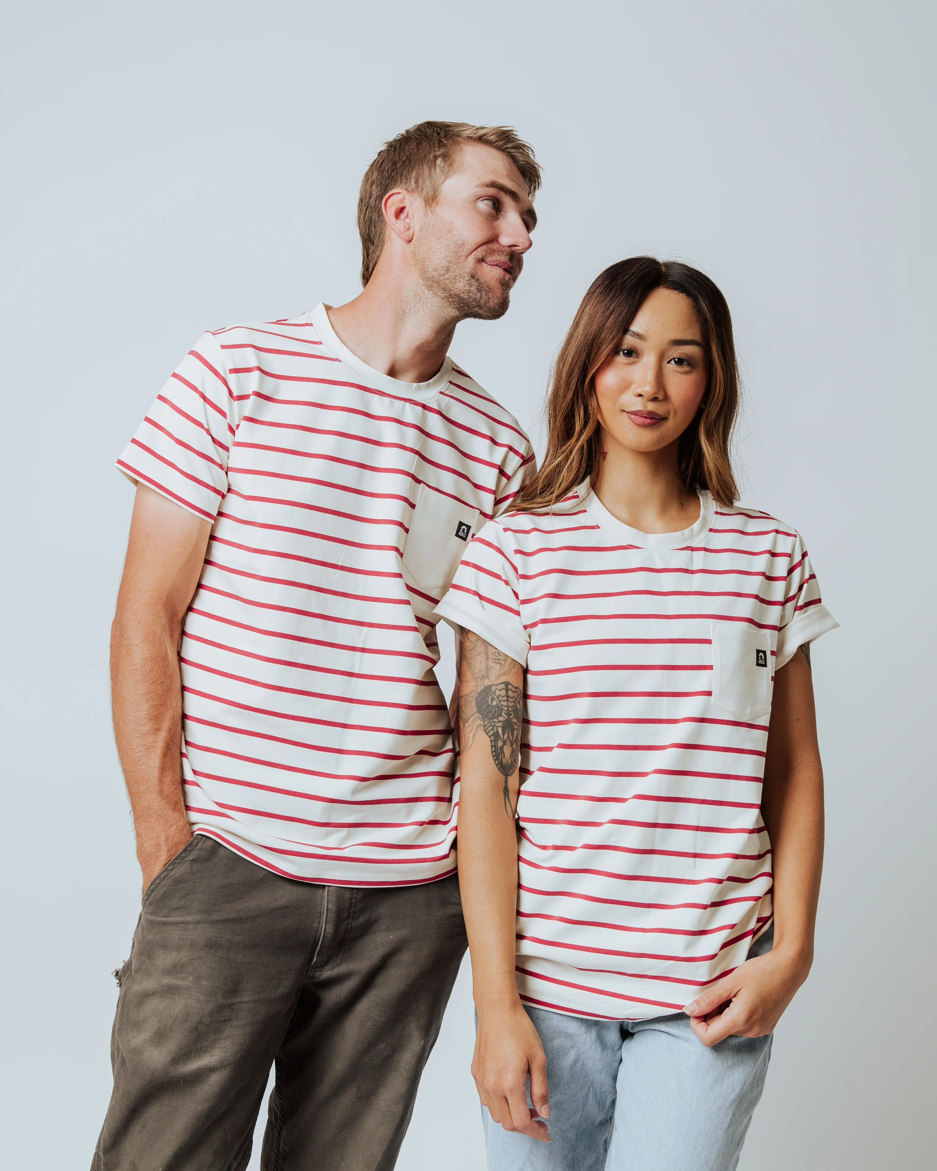 Adult Essentials Unisex Tee - Red and White Stripe - Image 3