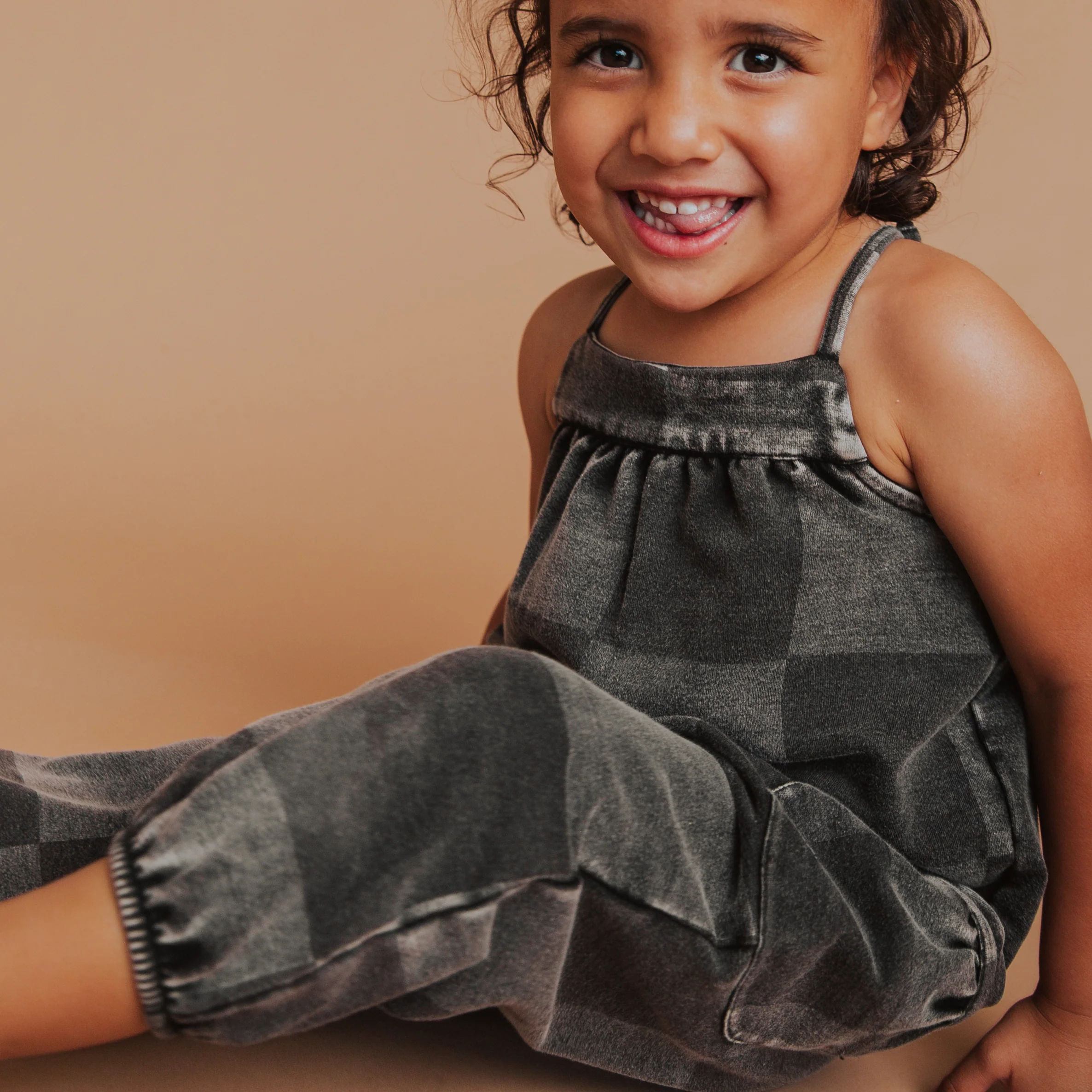Strappy Jumper - Black Denim Check - Image 4