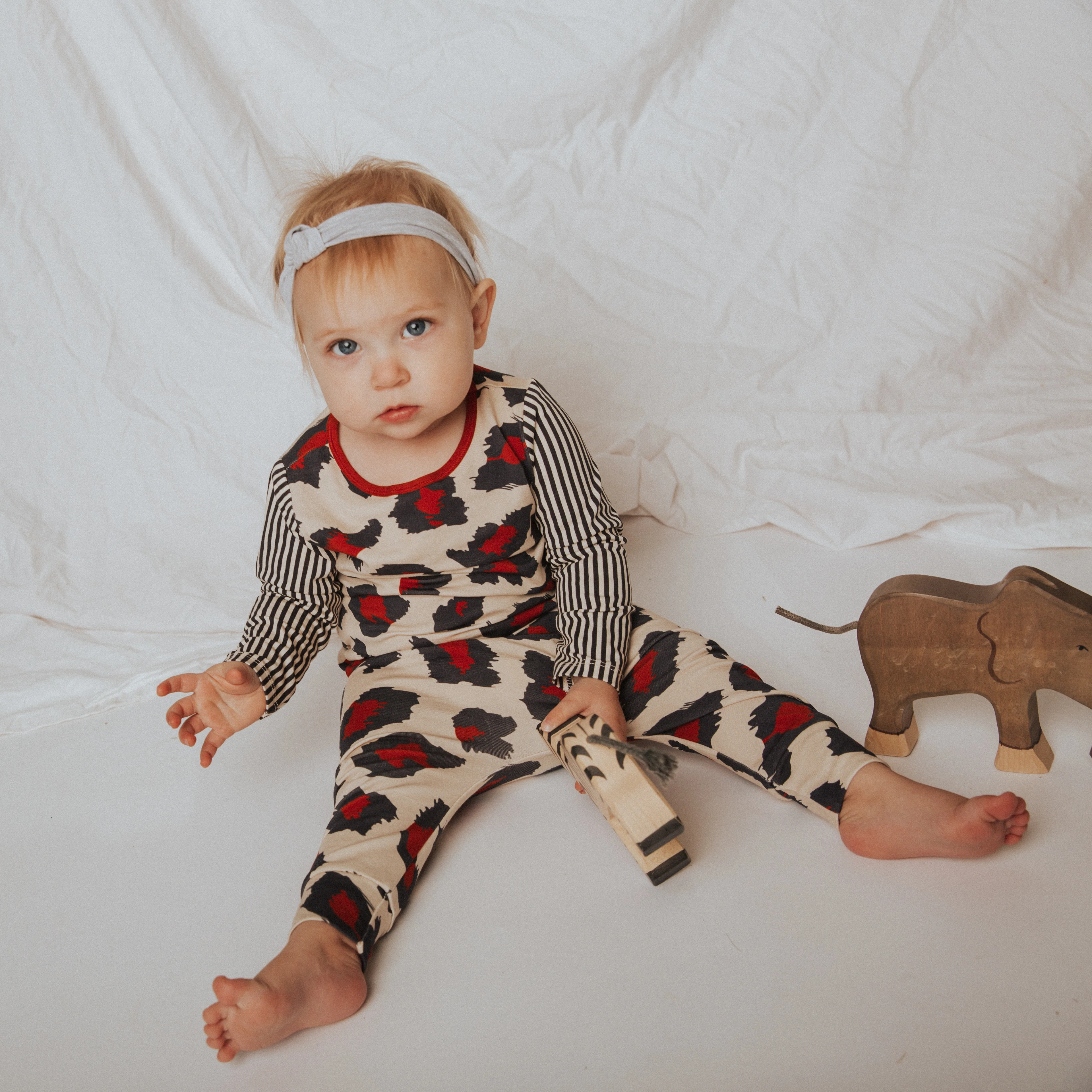 Peekabooty™ Rag Romper - 'Big Leopard' - Natural - Image 3