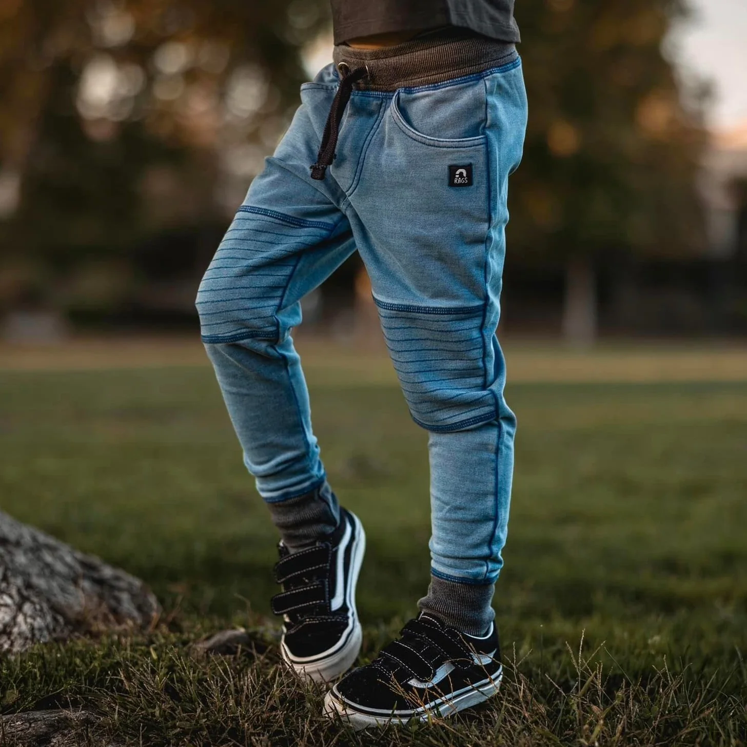 Kids Moto Joggers - 'Light Indigo Denim' - Image 10