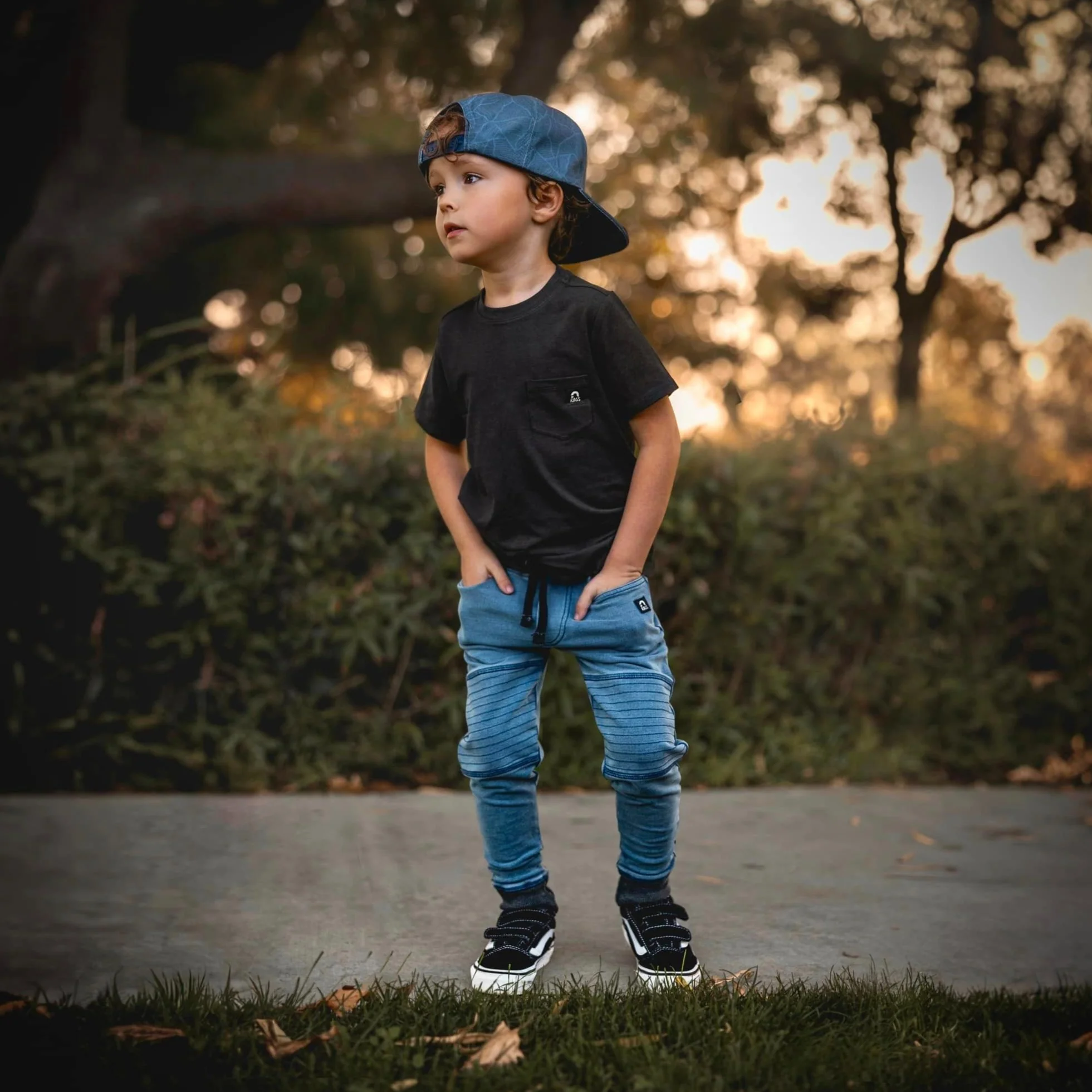 Kids Moto Joggers - 'Light Indigo Denim' - Image 5