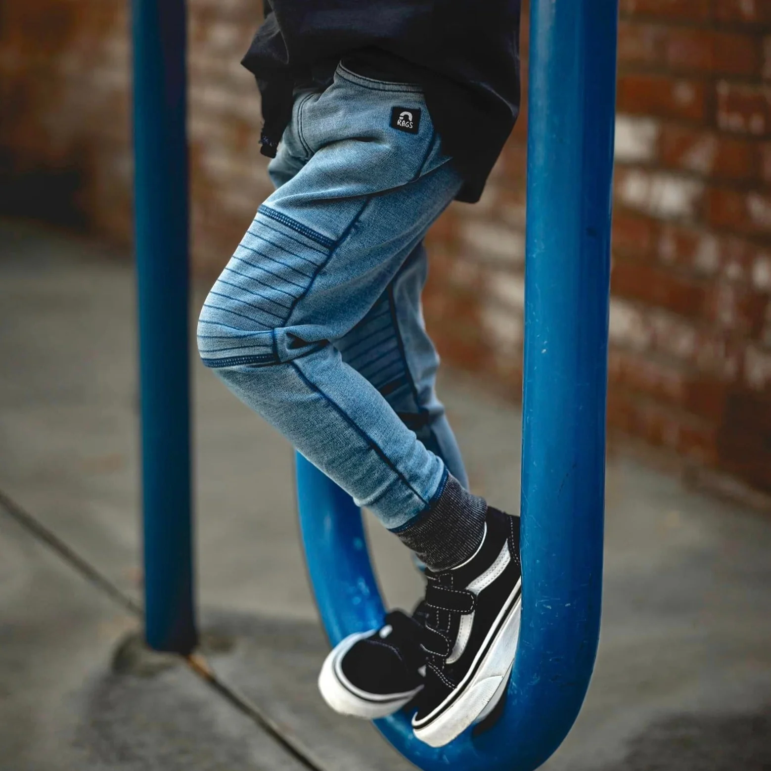 Kids Moto Joggers - 'Light Indigo Denim' - Image 8