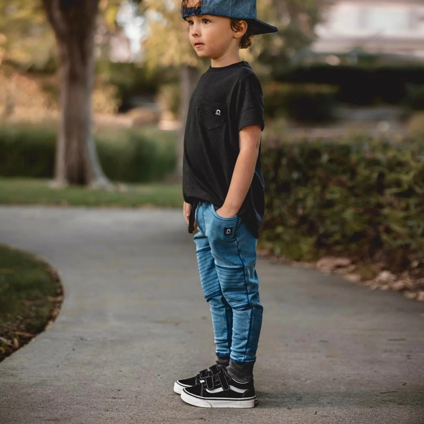 Kids Moto Joggers - 'Light Indigo Denim' - Image 9
