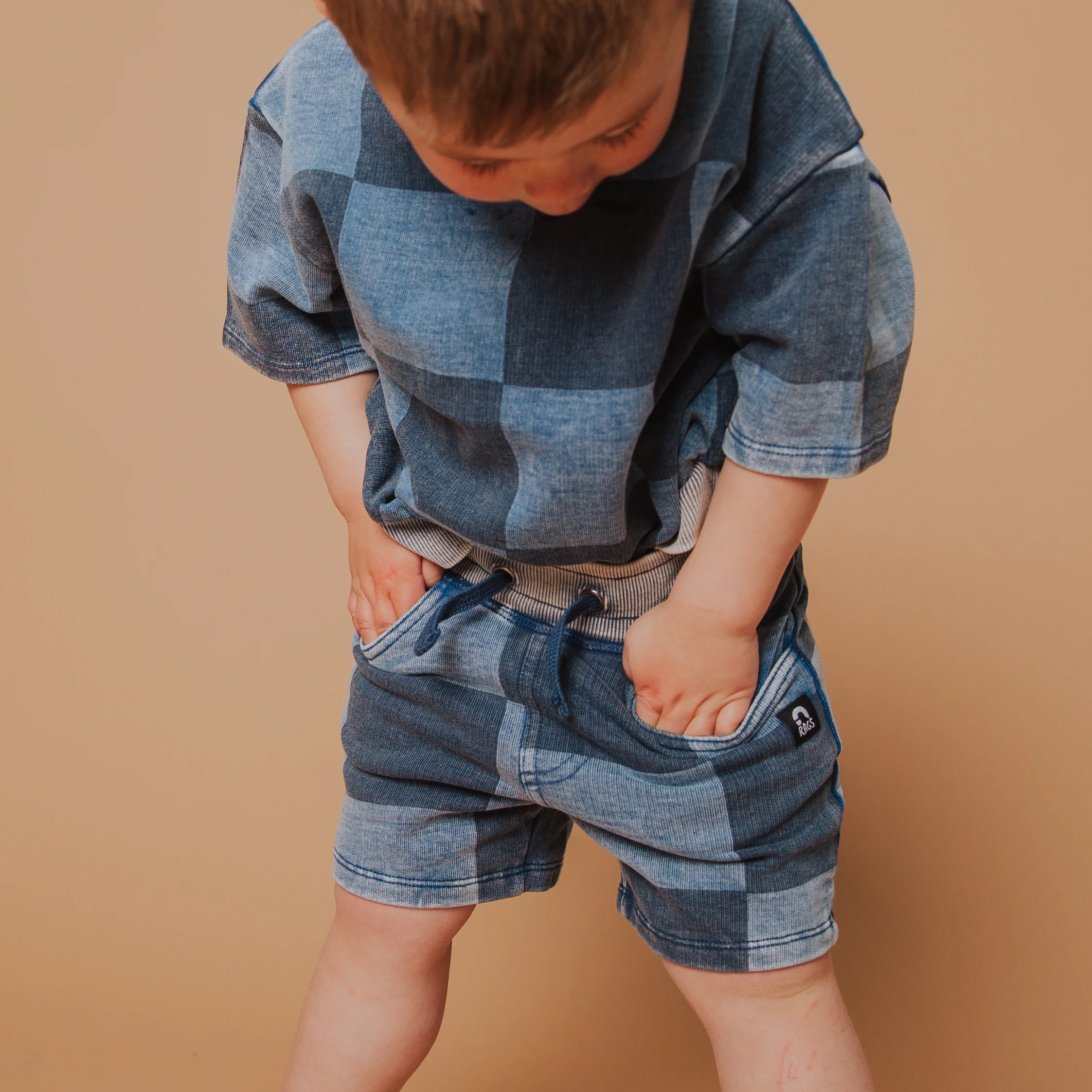 Short Sleeve Crewneck - Blue Denim Check - Image 4