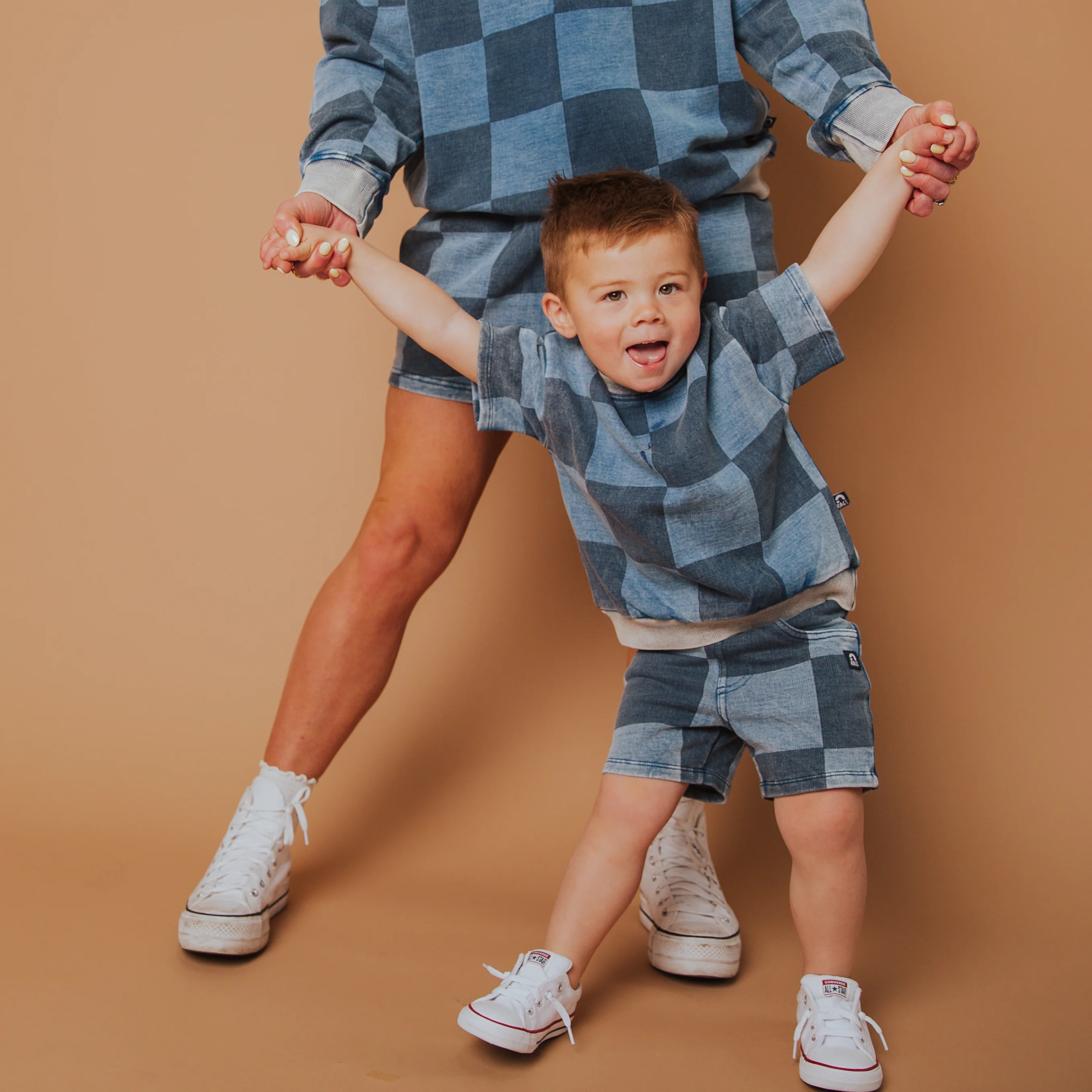 Short Sleeve Crewneck - Blue Denim Check - Image 5