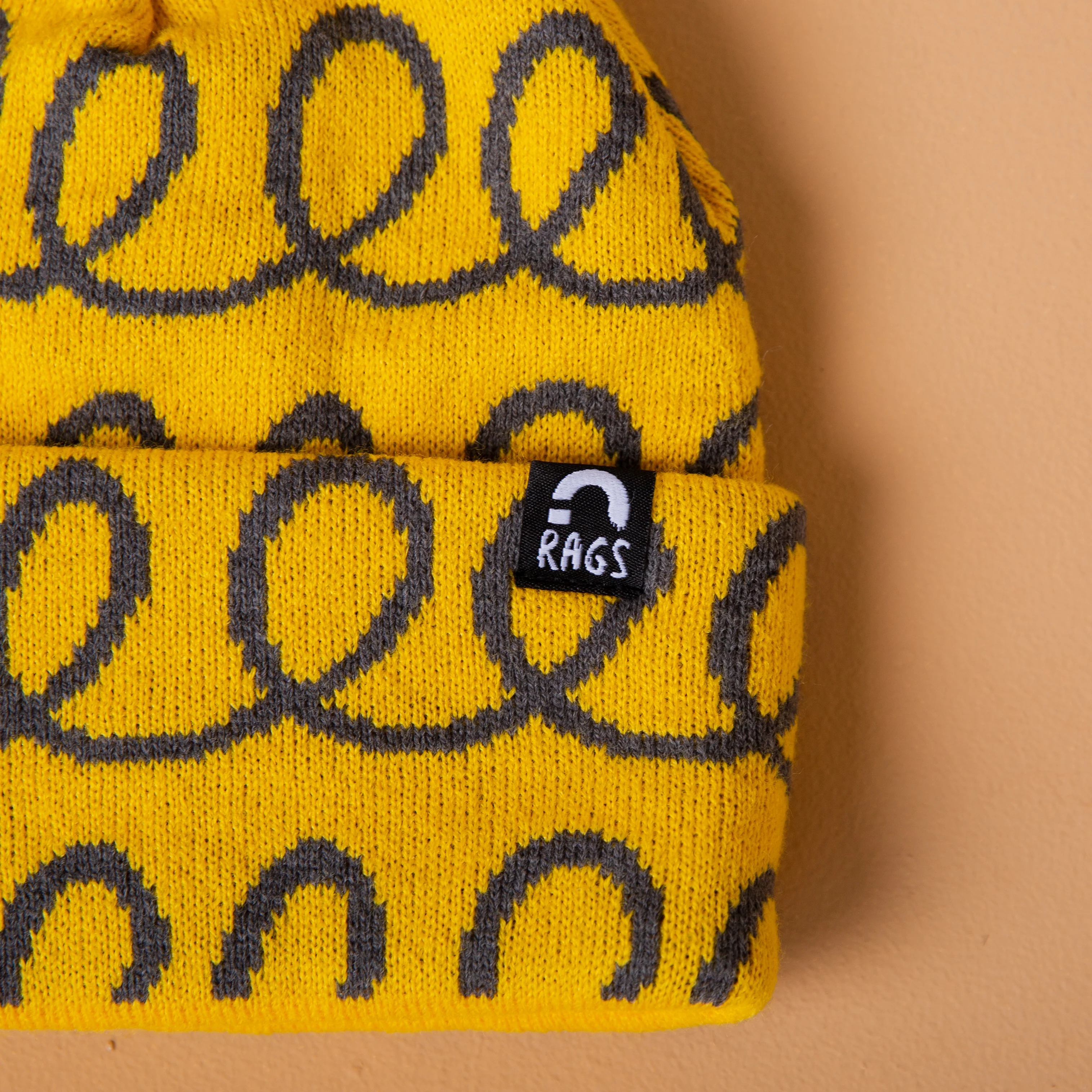 Pom Beanie - 'Yellow Loops' - Image 3
