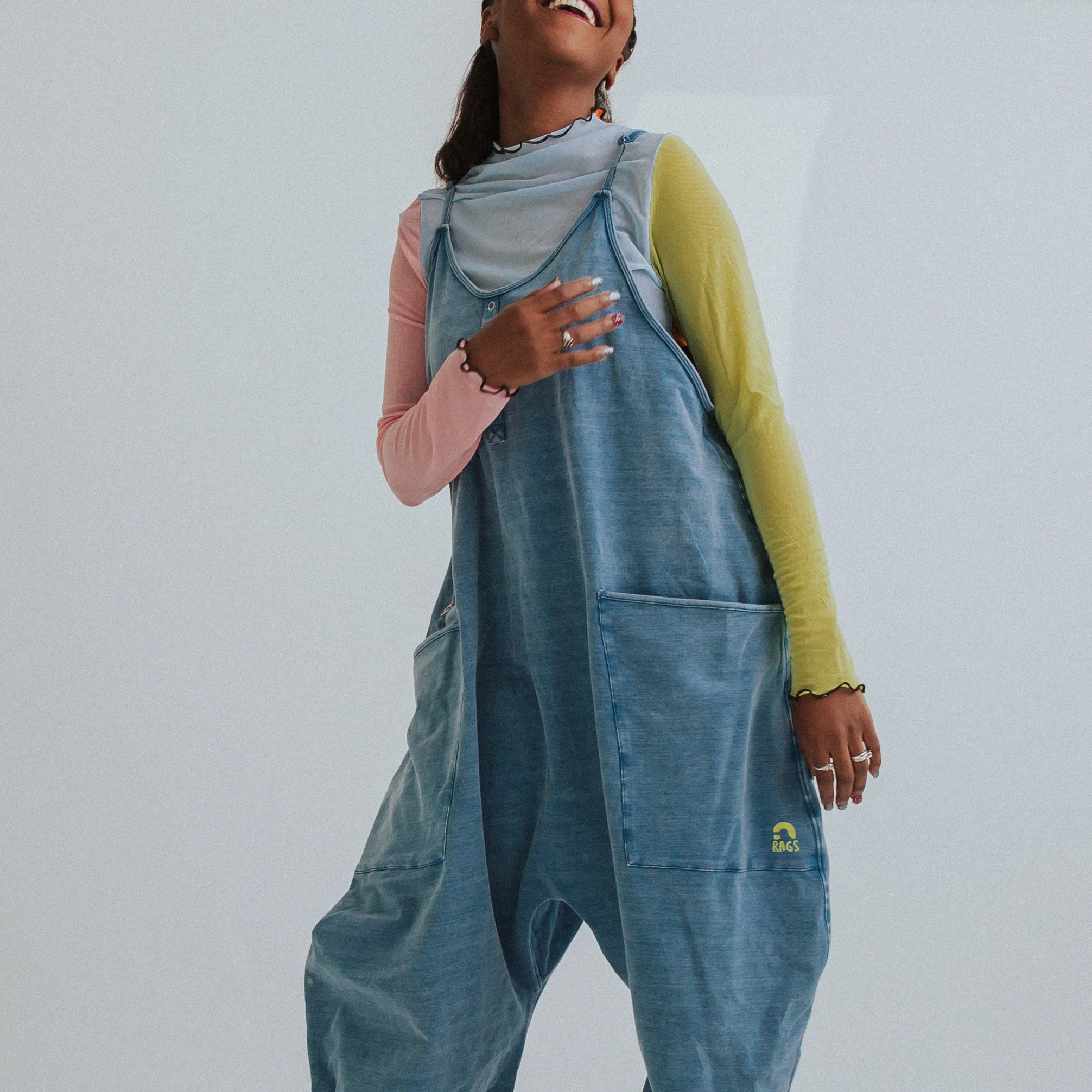 Women's Tank Romper - Light Indigo Washed Denim - Image 8
