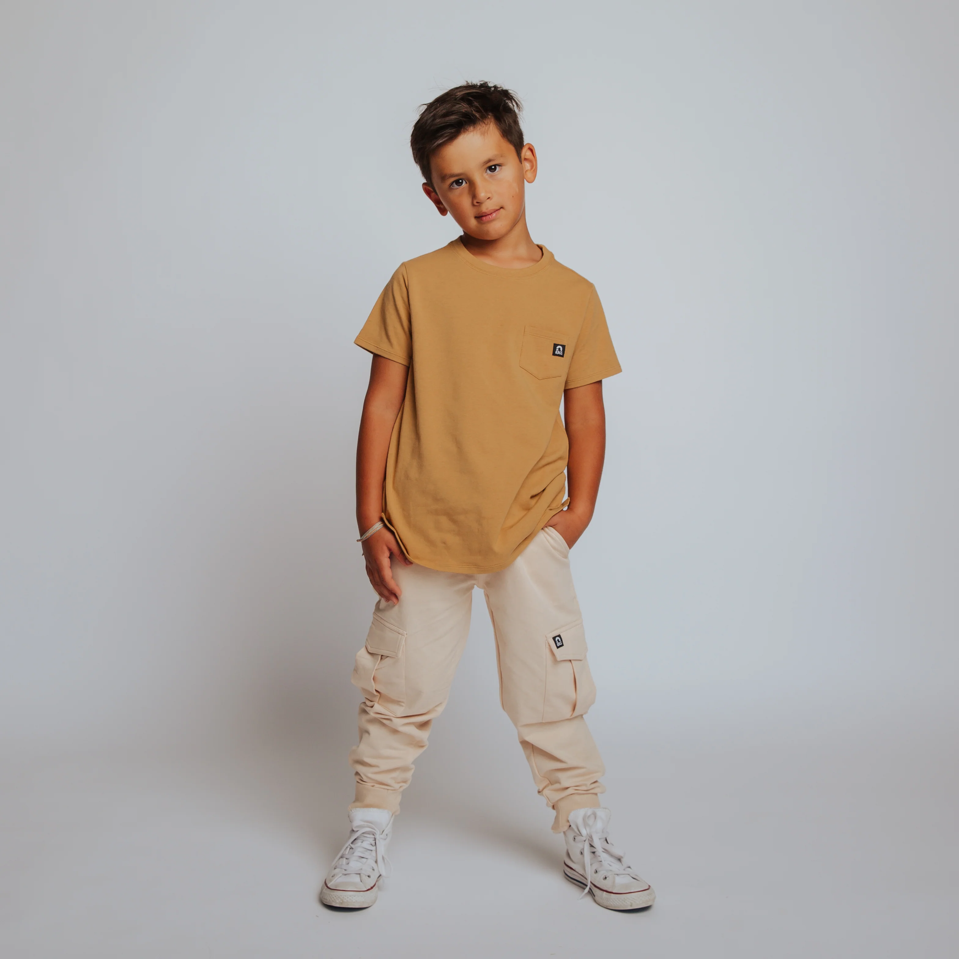 Relaxed Fit Cargo Joggers - Cream - Image 2
