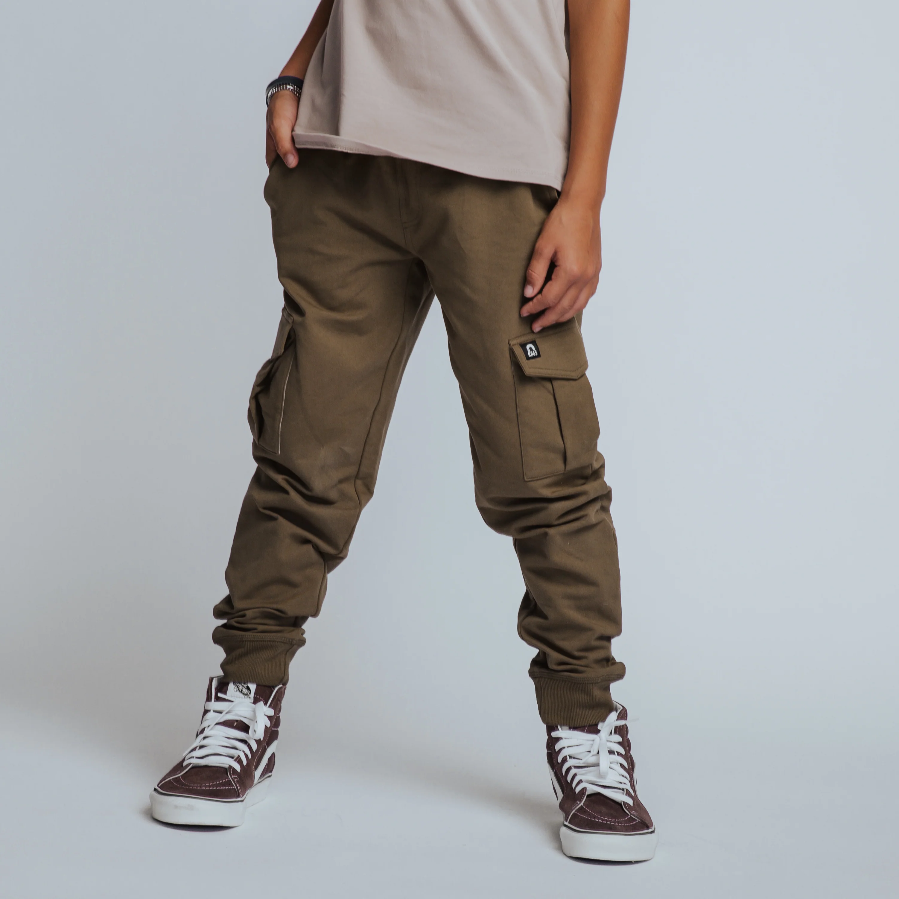 Relaxed Fit Cargo Joggers - Olive Green - Image 4
