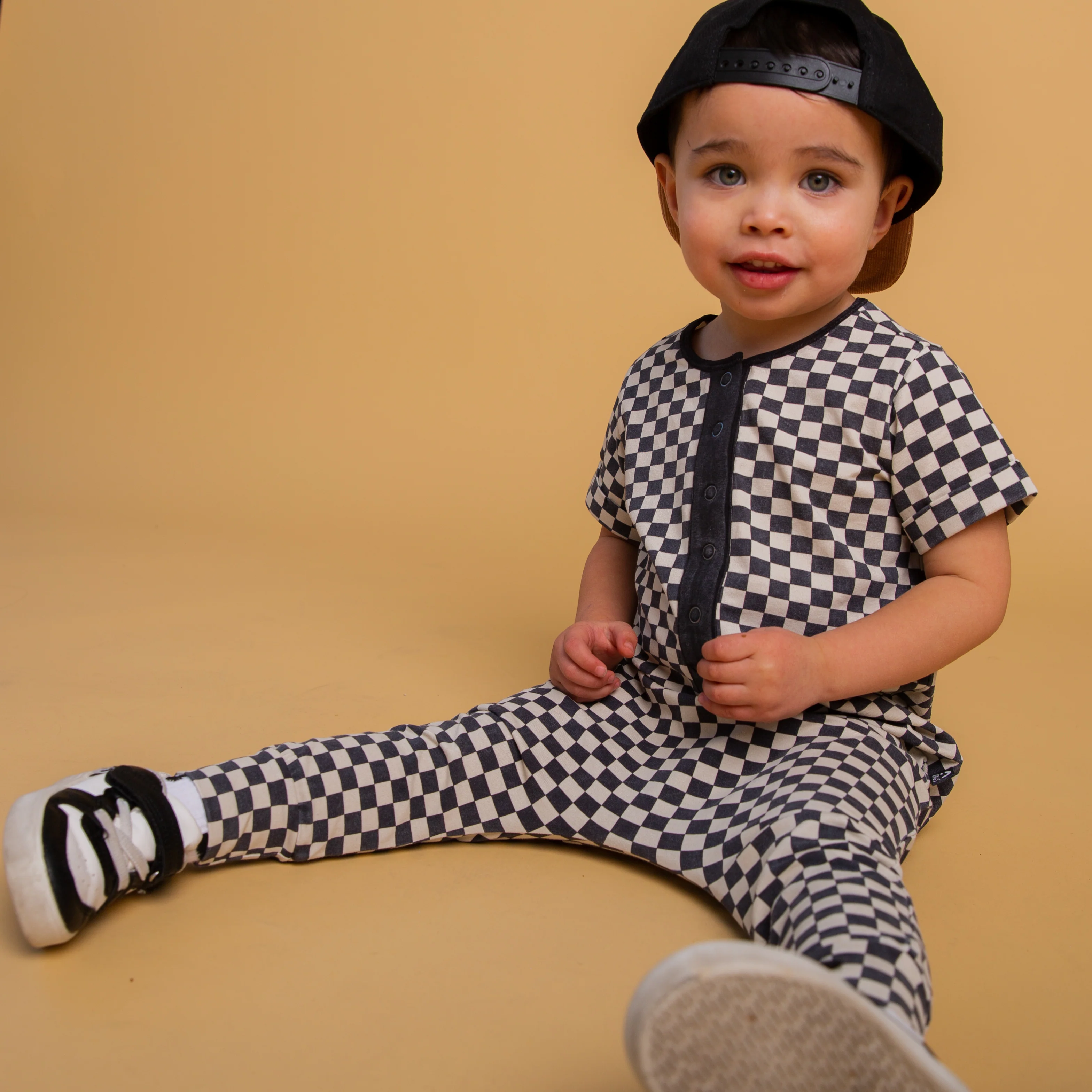 Rag Romper - Washed B&W Check - Image 4