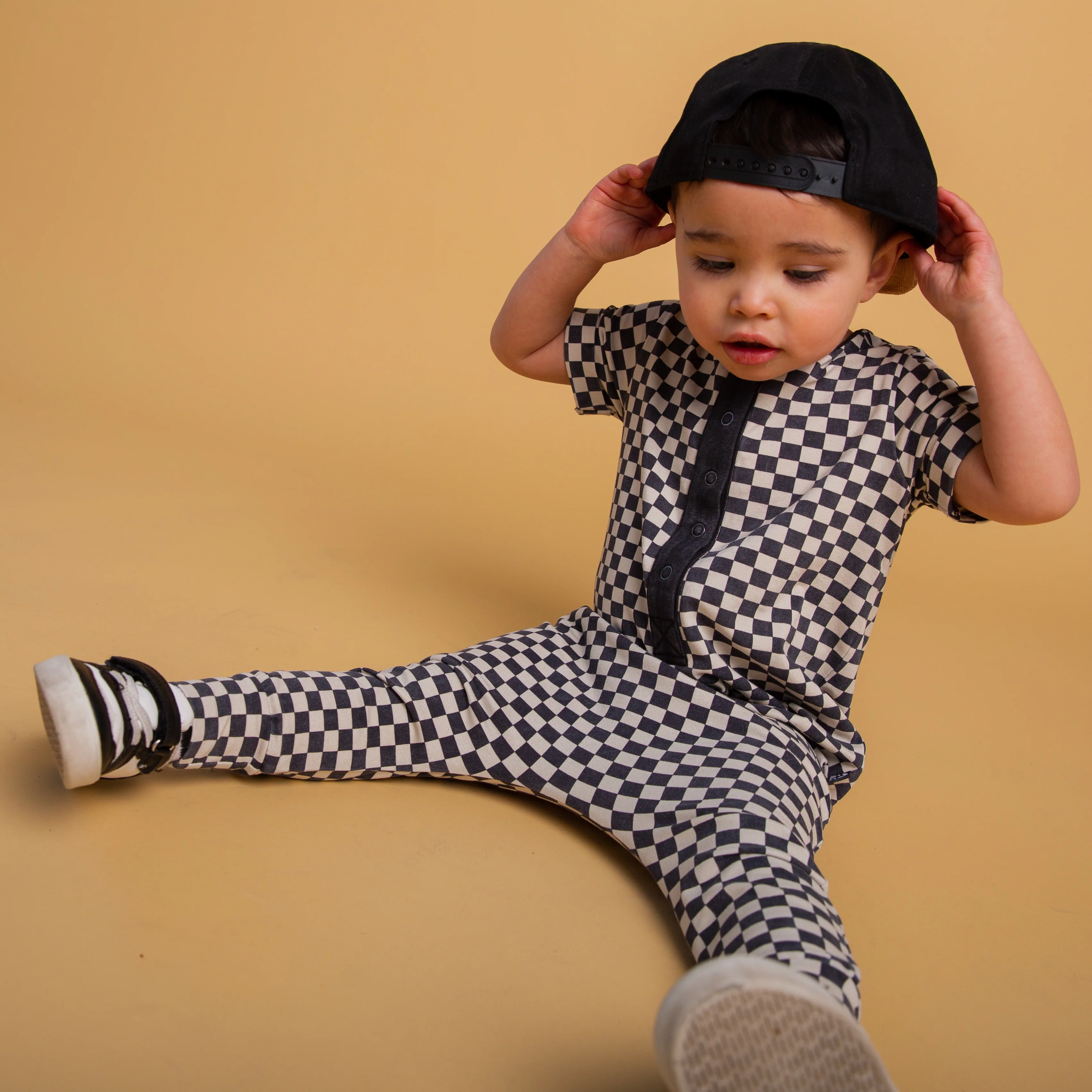 Rag Romper - Washed B&W Check - Image 5
