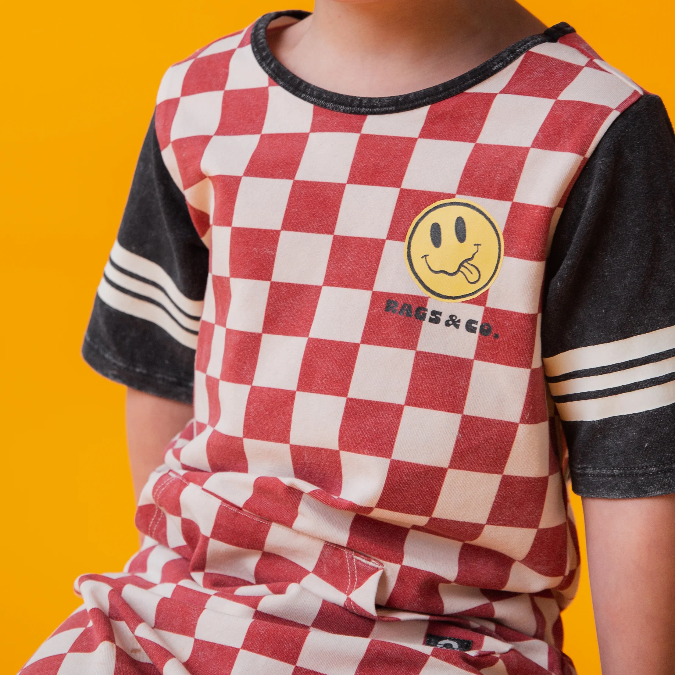 Rag Romper - Red Check Smiley - Image 3