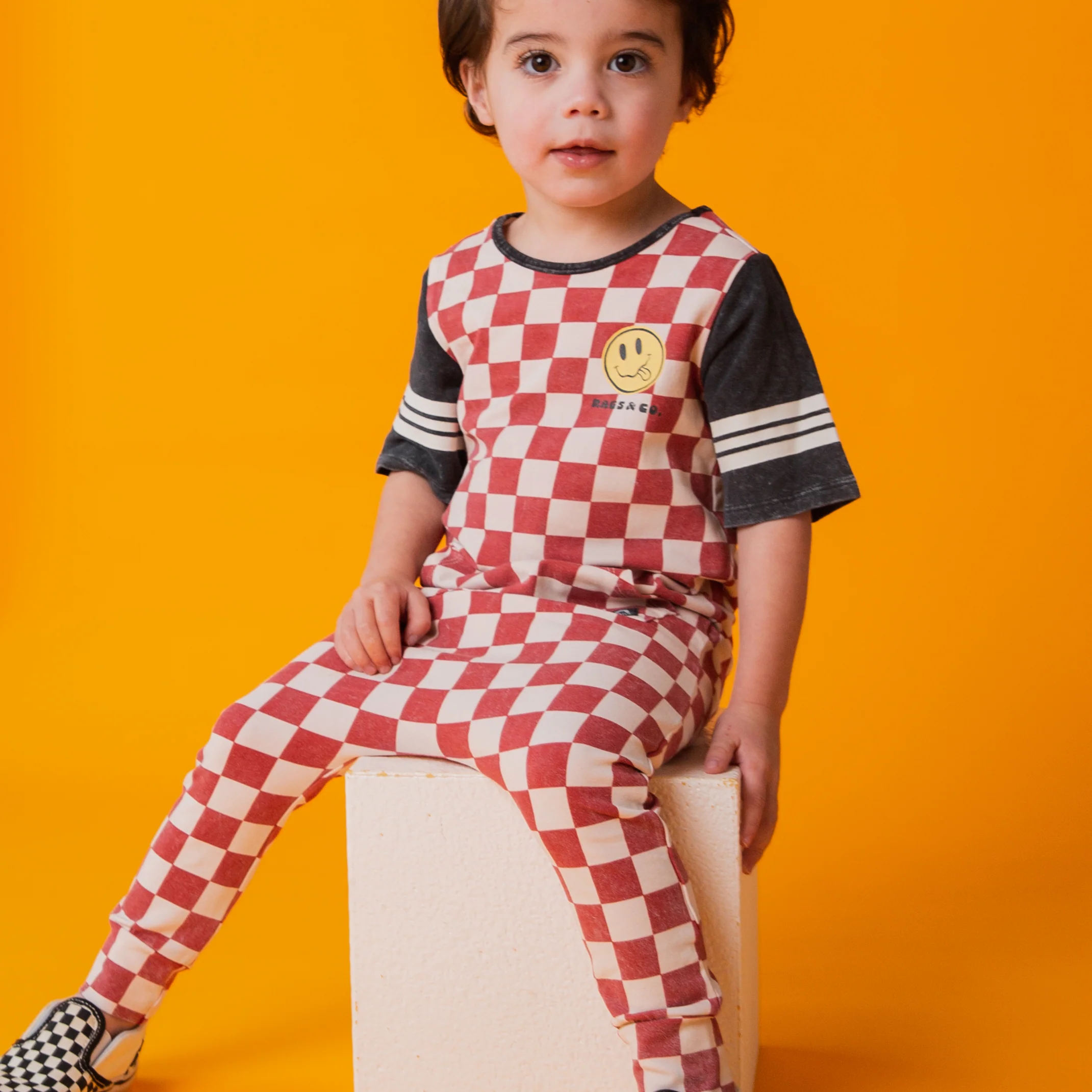 Rag Romper - Red Check Smiley - Image 6