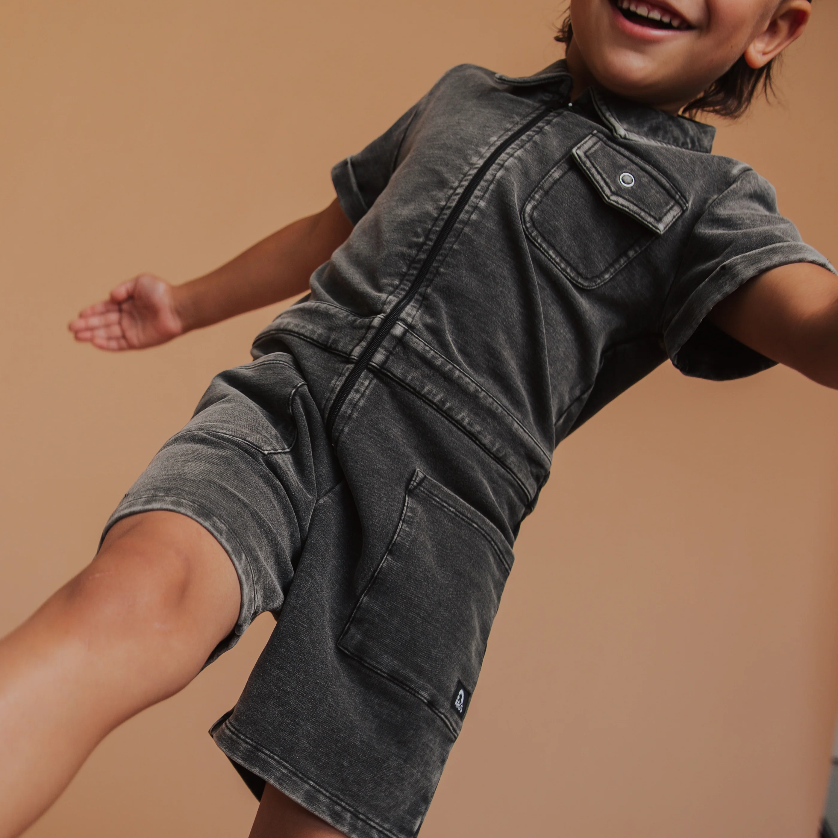 Coverall Shortie - Black Washed Denim - Image 5
