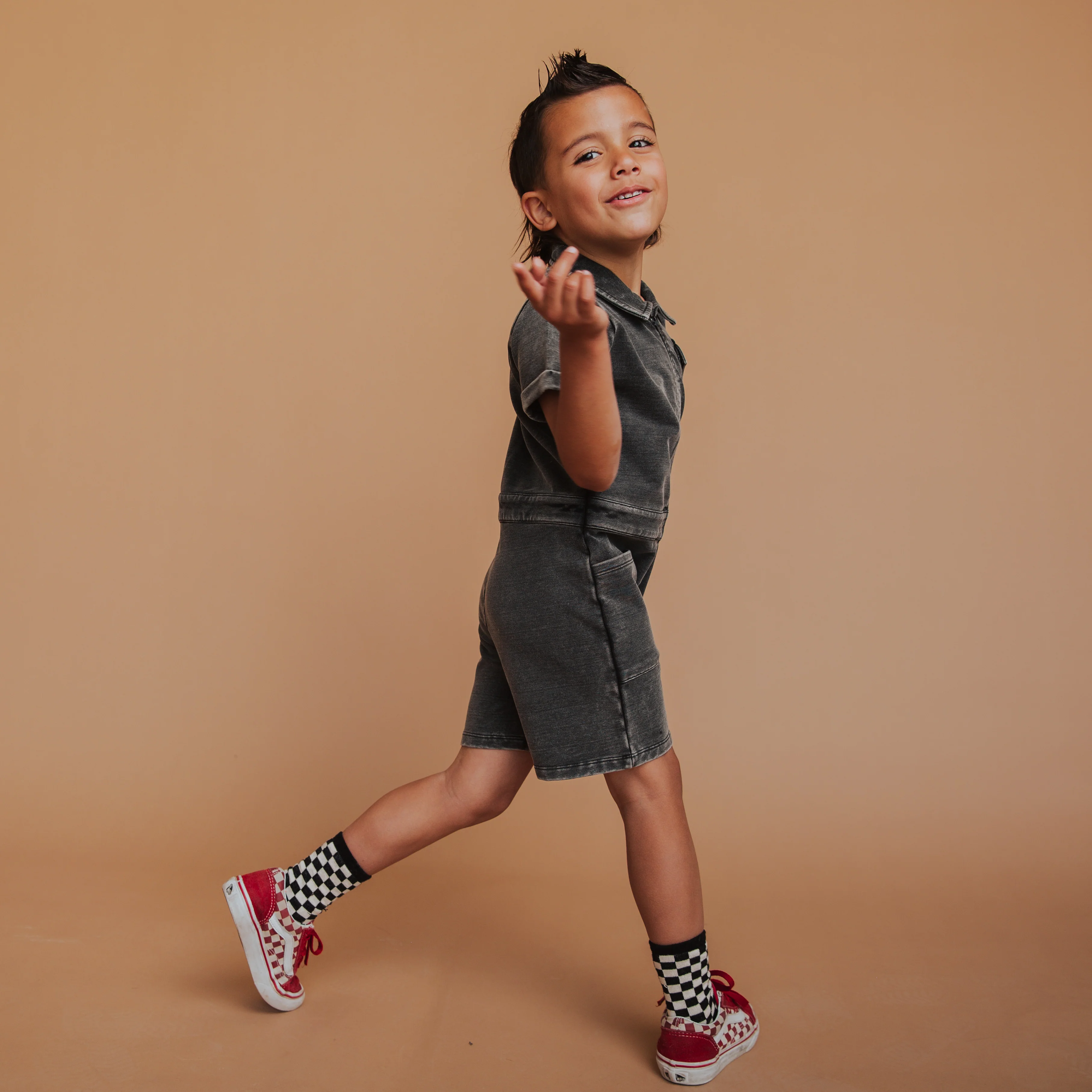 Coverall Shortie - Black Washed Denim - Image 6