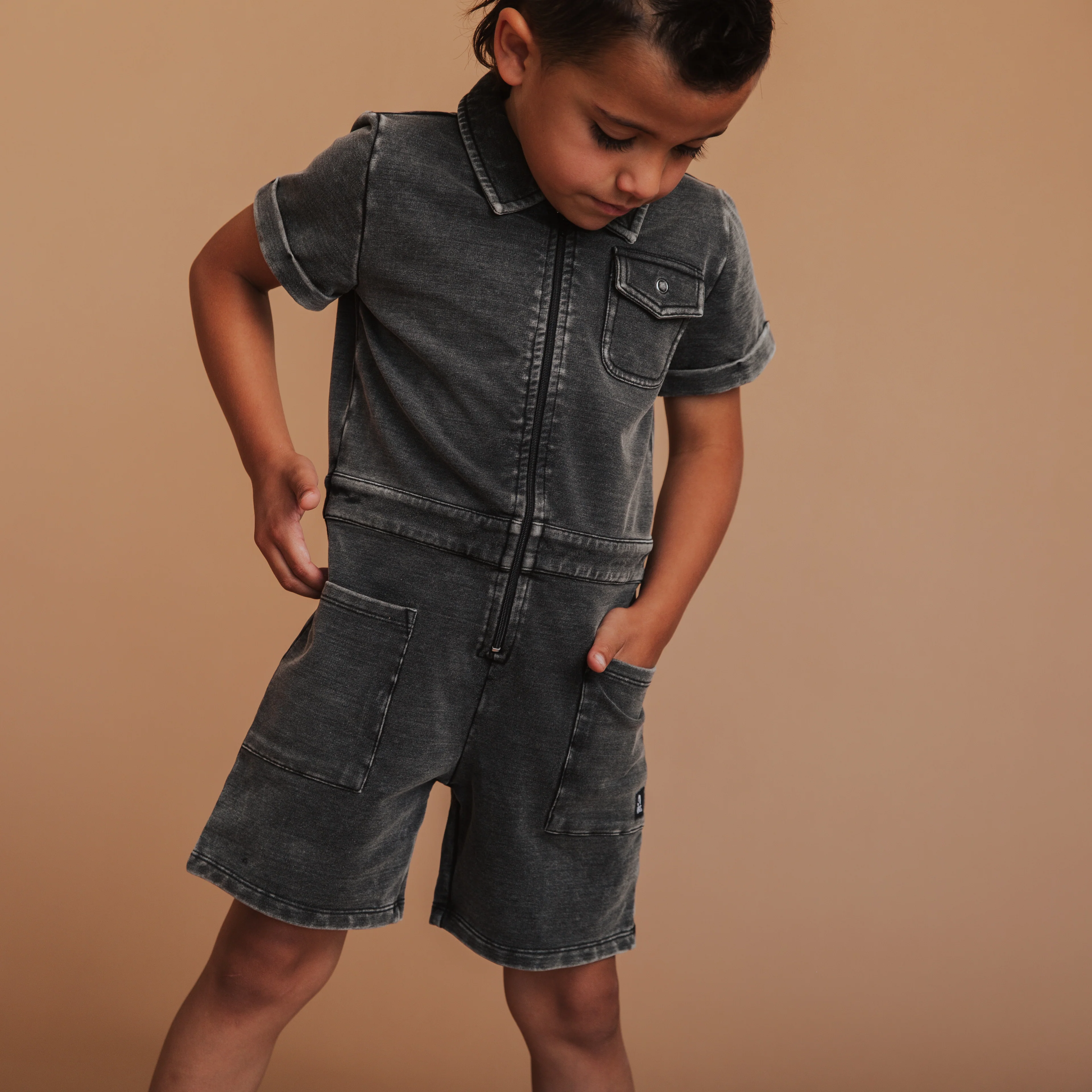 Coverall Shortie - Black Washed Denim - Image 7