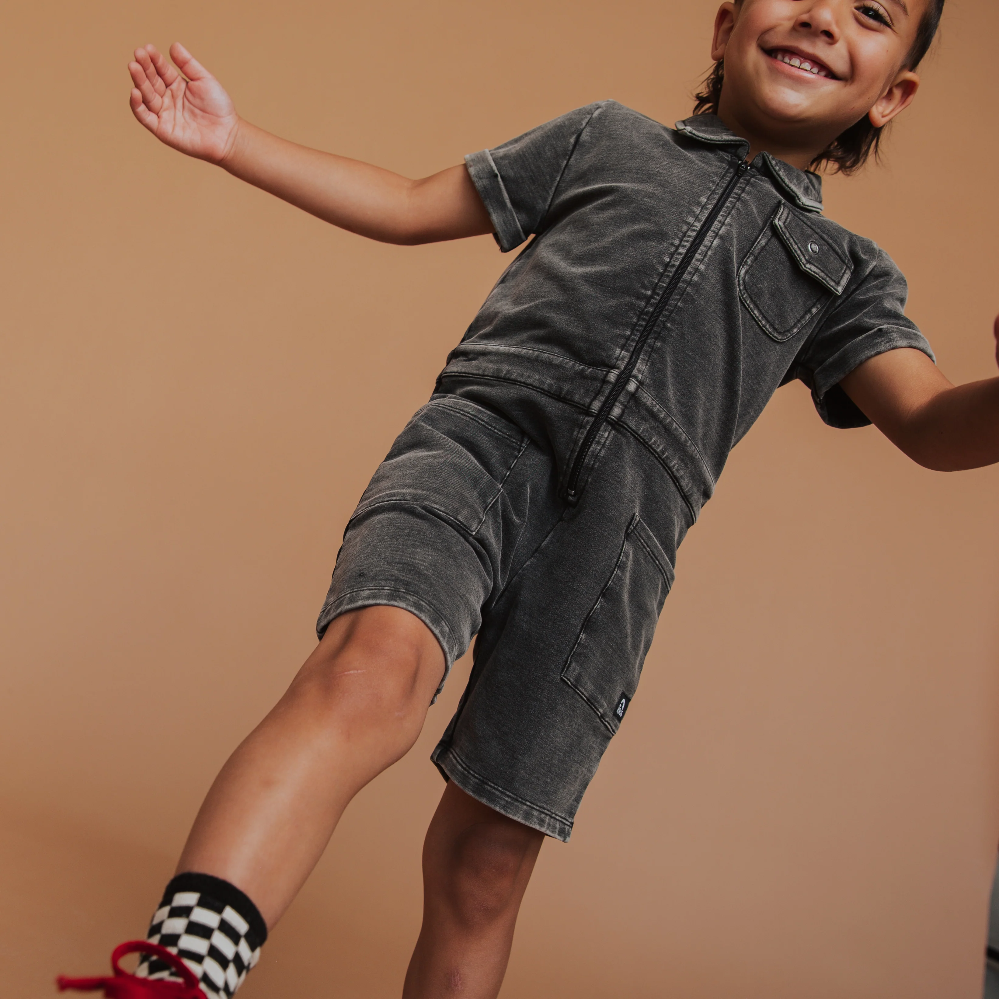 Coverall Shortie - Black Washed Denim - Image 8