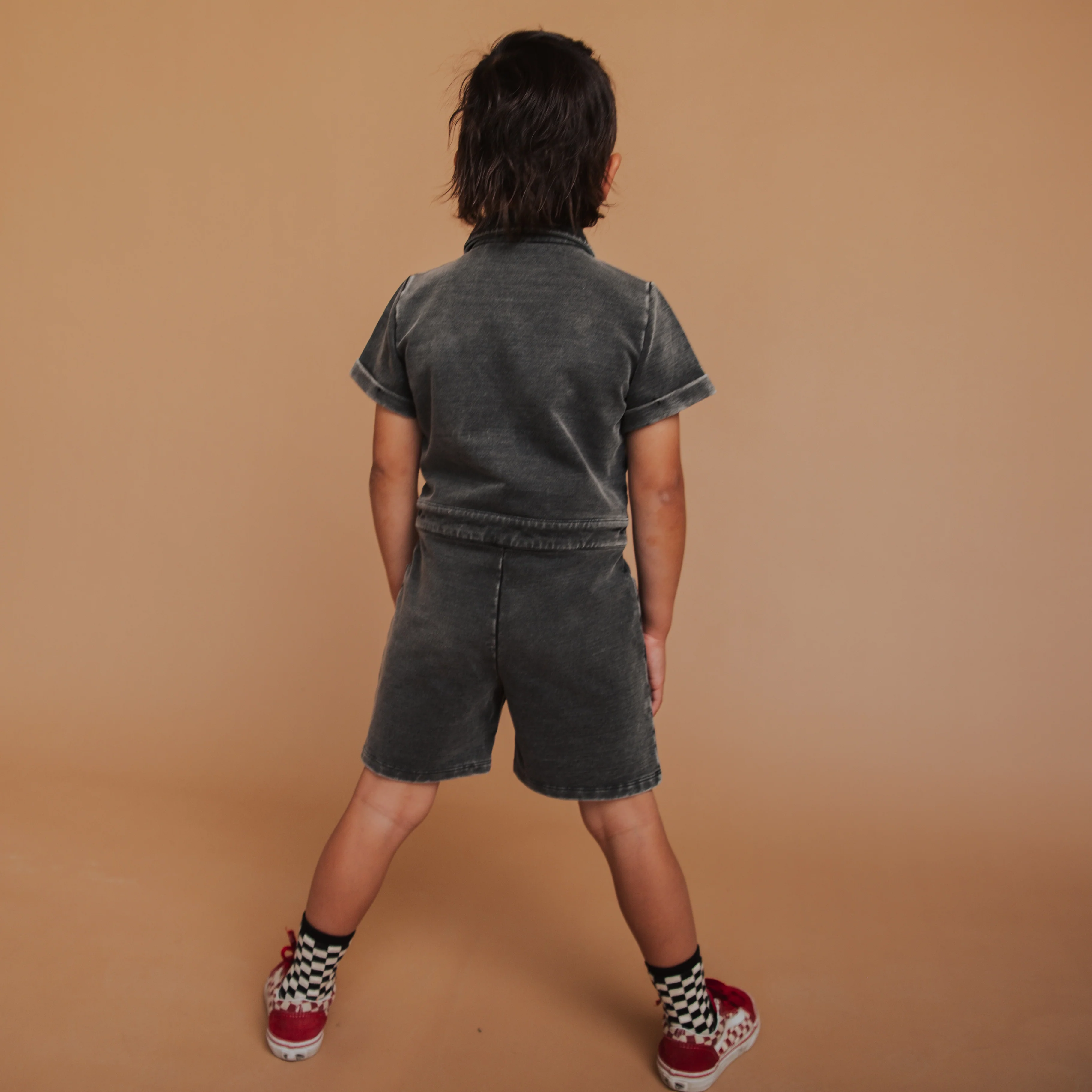 Coverall Shortie - Black Washed Denim - Image 9