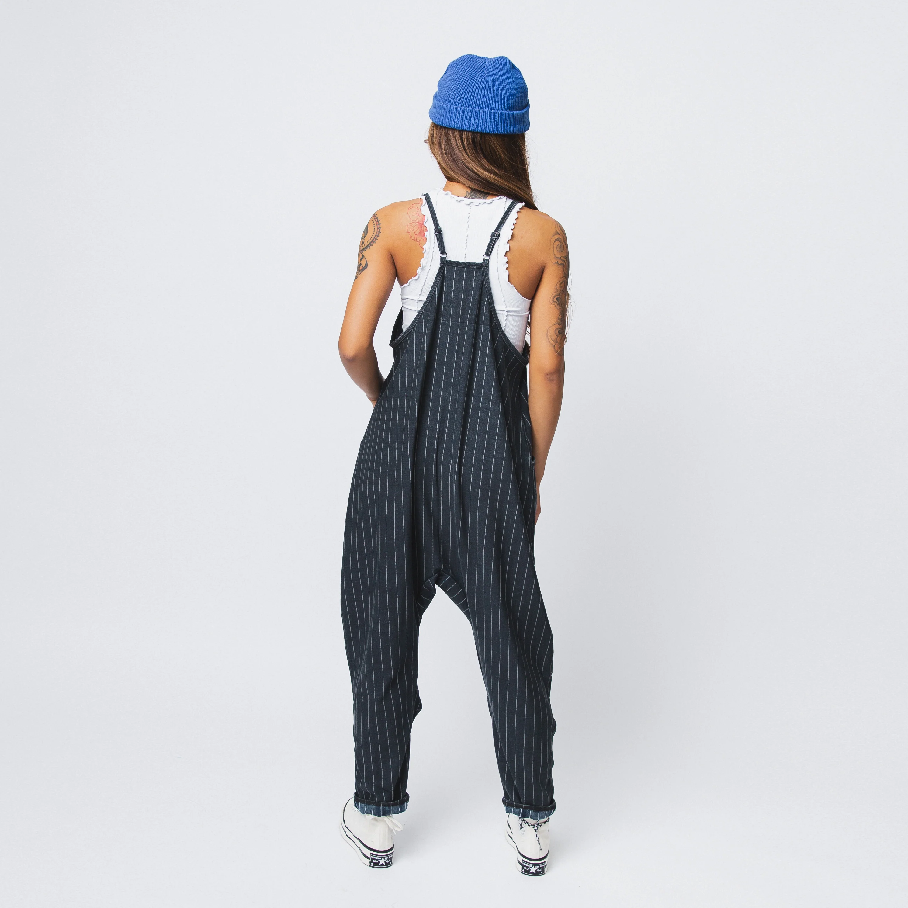 Women's Tank Romper - Light Black Pinstripe - Image 6
