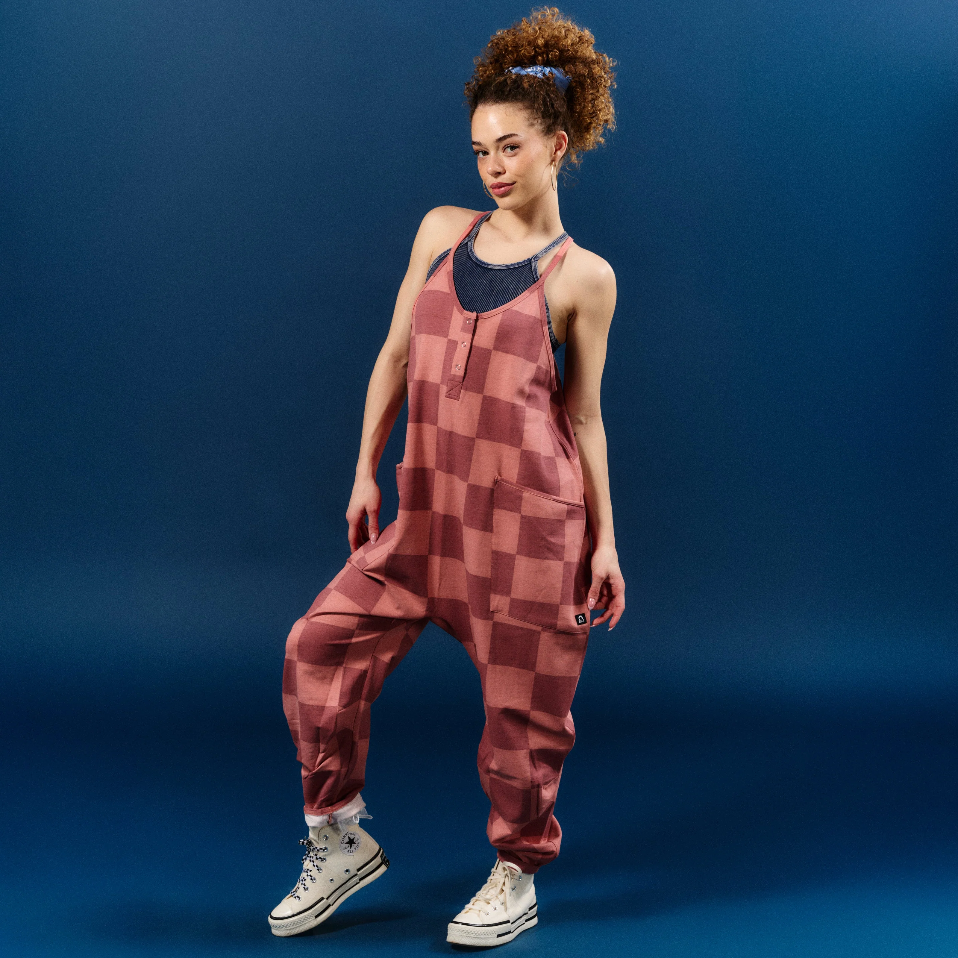 Women's Tank Romper - Pink Check