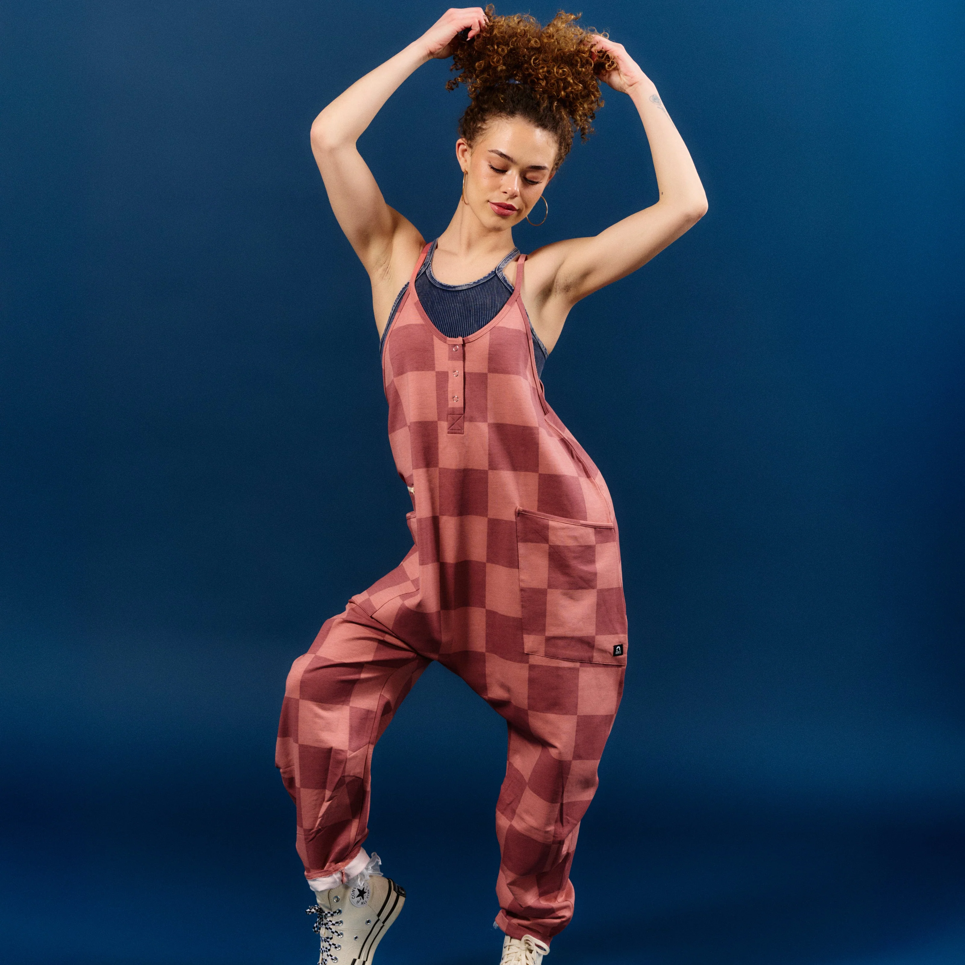 Women's Tank Romper - Pink Check - Image 4