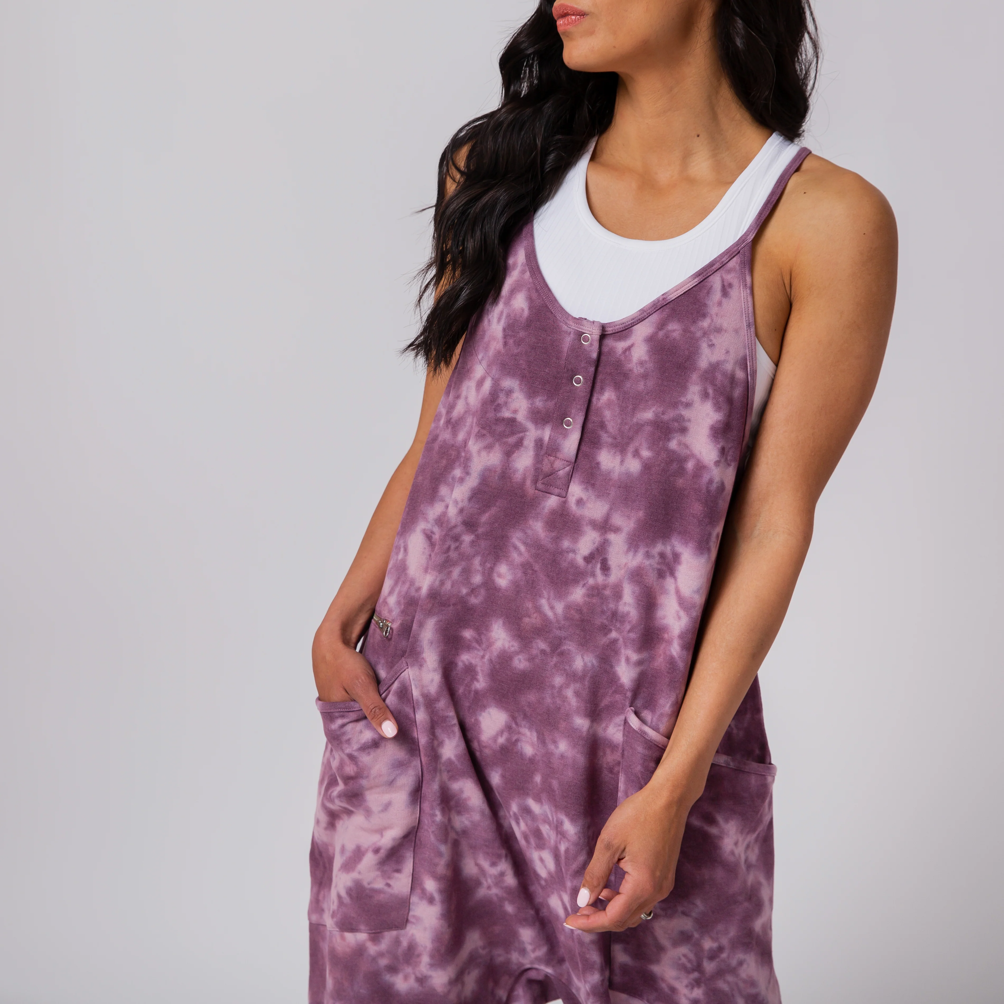 Women's Tank Romper - Purple Tie Dye - Image 6