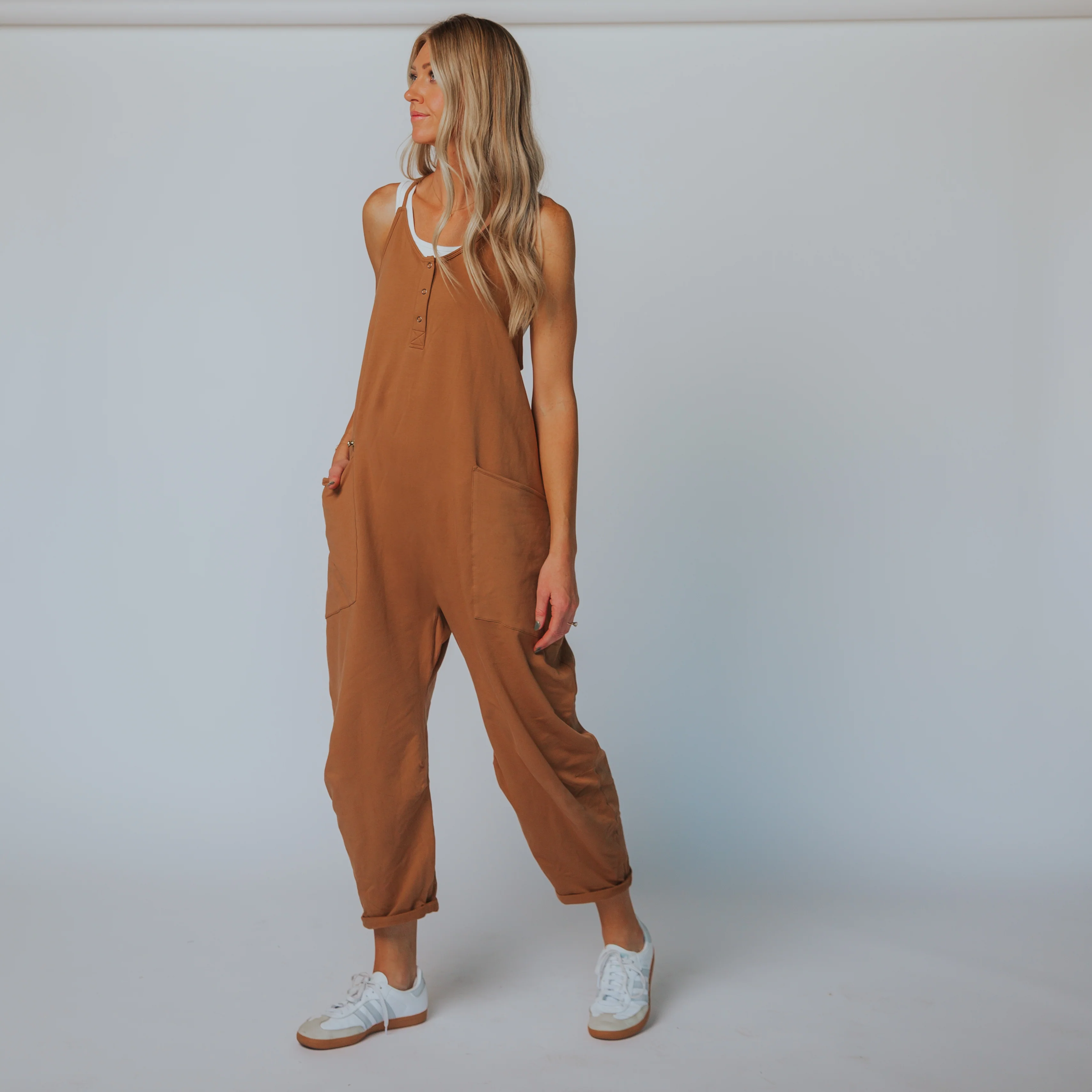 Women's Tank Romper - Camel - Image 4
